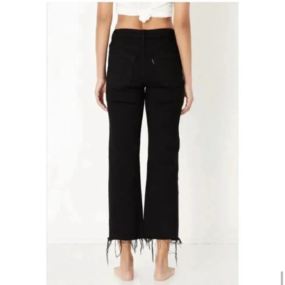 NWT AskkNY Slim Crop Wide Leg Jeans Black Resin size 32 - Picture 3 of 10